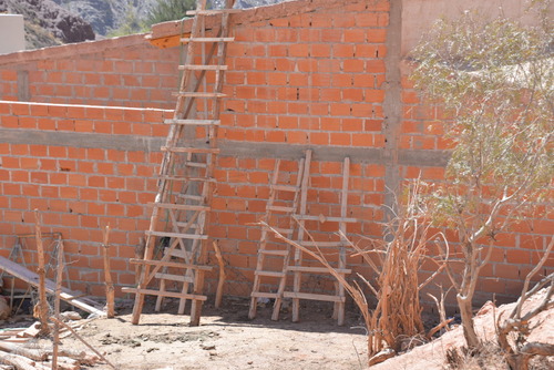 Ladders used for construction work.