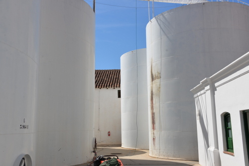 All of these storage tanks are for wine.