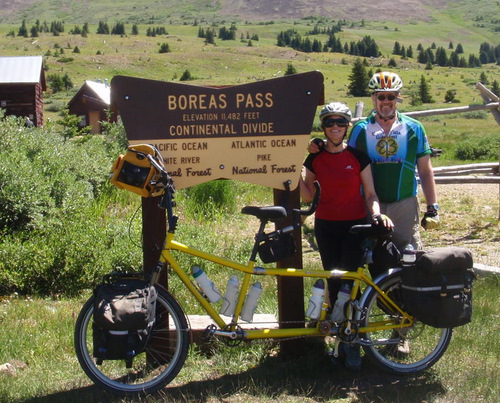 Dennis and Terry Struck at Boreas Pass (11,482'/3499m) on a bicycle tour.