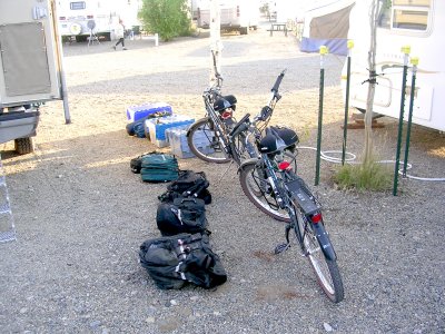 Gear displayed before mounting on the bikes.