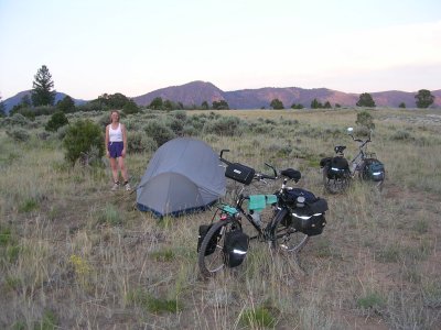 Bicycle Camping, Uphill from Radium, Colorado.