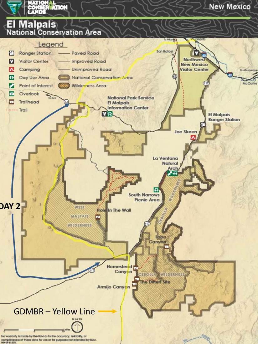GDMBR: The GDMBR is superimposed over the El Malpais National Conservation Lands map.