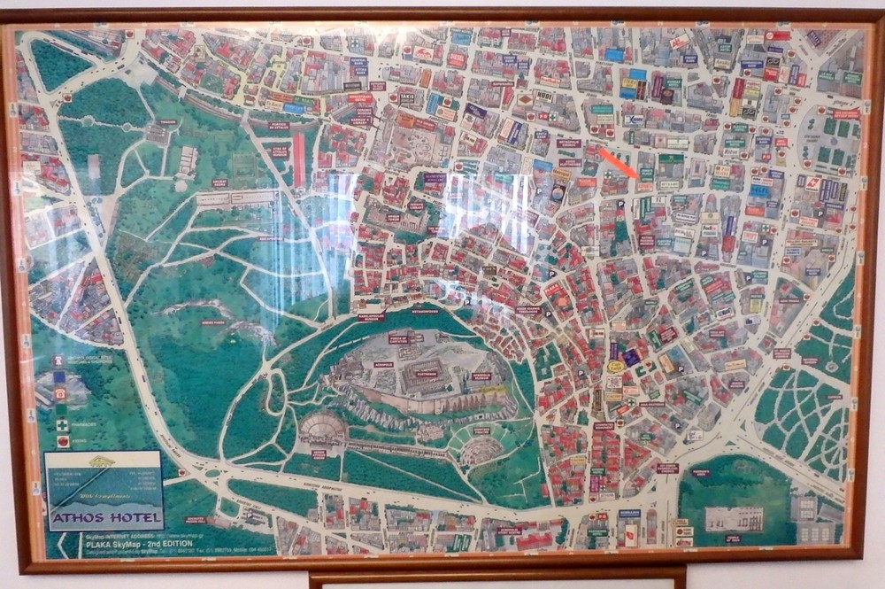 Map of Athens at the Athos Hotel.