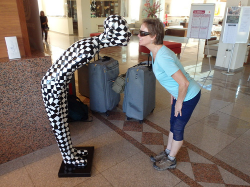 Terry met the Alkyon Hotel's Famous Greeter.