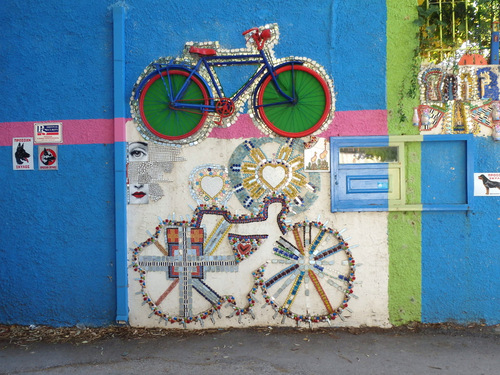 We went for a little walk up the coast and caught this bicycle art.