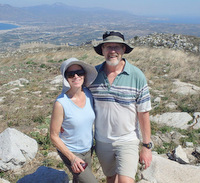 Dennis and Terry Struck standing at the Temple to Aphrodite in Acrocorinth, Greece