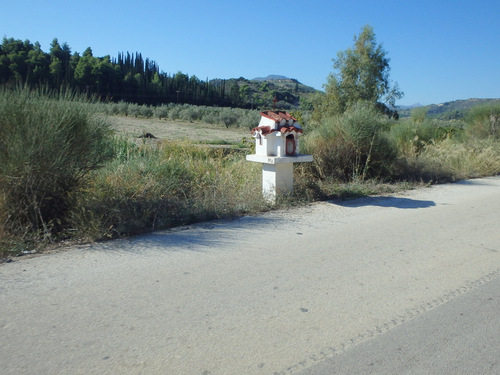 There are many religious votive displays along the roadside of Greece.
