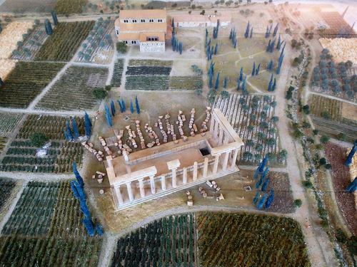 A diarama of the Temple grounds back in its day.