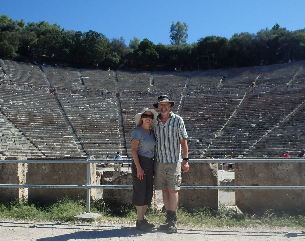 Dennis and Terry Struck at the Amphitheater of Epidaurus.