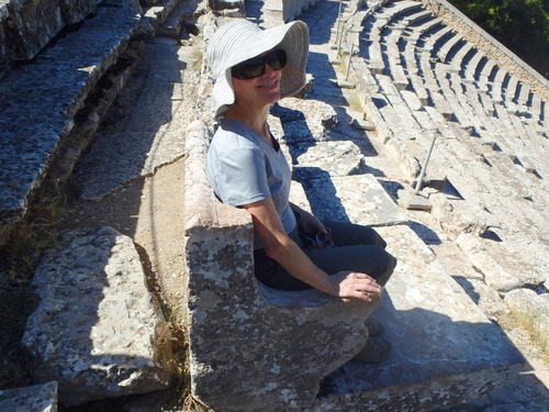 Epidaurus, Terry is giving some scale to the amphitheater seating.