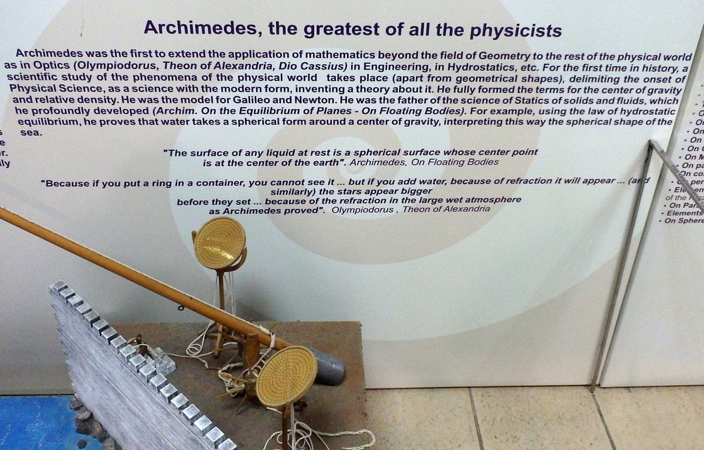 Models of Archimedes' Parabolic Light reflectors.