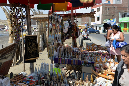 Huanchaco town's beach front tourist trinkets.