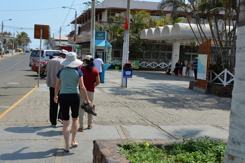 We are walking along the Huanchaco town's beach front.