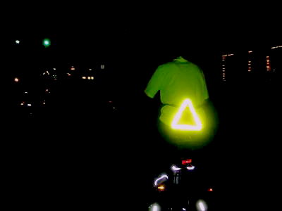 Reflective Safety Triangle at Night