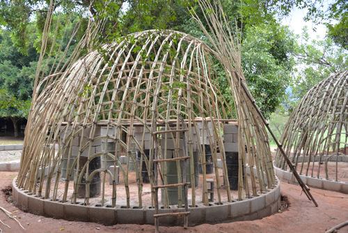 Beehive Hut Under Construction.