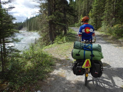 GDMBR: Dennis Struck next to the Spray River.