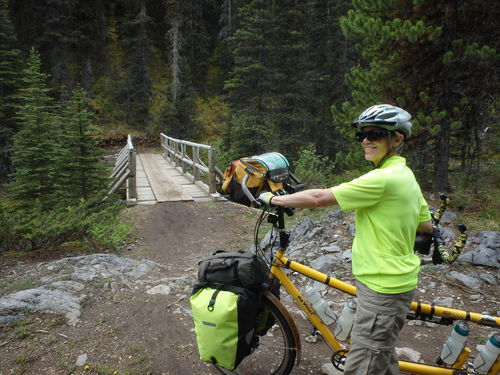 GDMBR: Terry Struck and the Bee ready for Bryant Creek, Alberta.