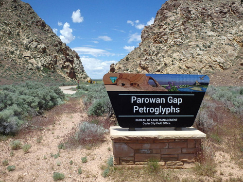 Petroglyphs at Parowan Gap, Utah.