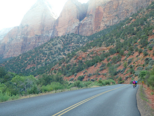 Cycling through Zion NP's Virgin Valley.