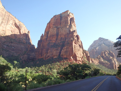 Cycling through Zion NP's Virgin Valley.