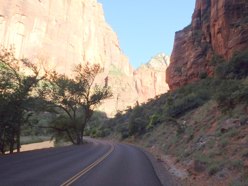 Cycling through Zion NP's Virgin Valley.