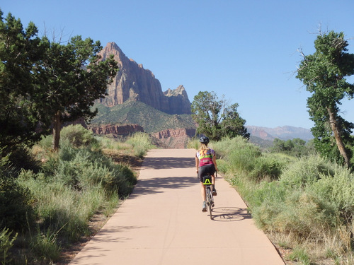 Cycling through Zion NP's Virgin Valley.