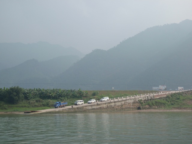 A look back, we're on a Ferry, crossing the Pearl River