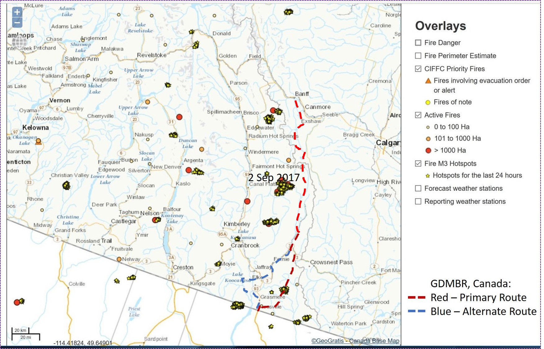 Image of the Active Fire Chart for Western Canada at the End-of-Aug, 2017