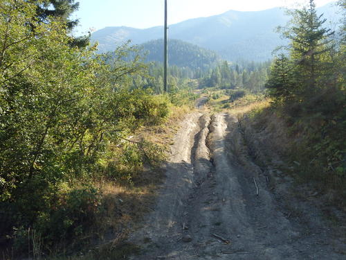 GDMBR: Seven guys on rugged full suspension mountain bikes turned left/east here.