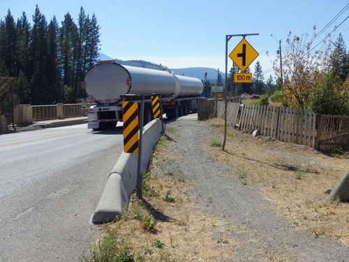 GDMBR: Luckily, we have our own safety path across the busy Highway Bridge.