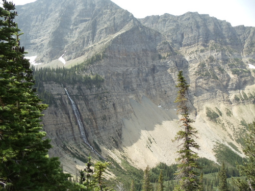 Still climbing, Crypt Falls viewed from a hight altitude.