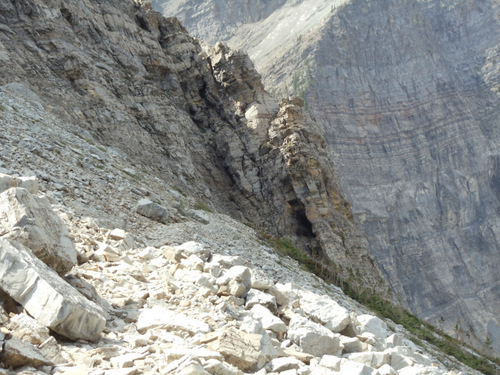 Hiking just got tougher, there is now a narrow rock ledge, and that is the first glimpse of The Tunnel.