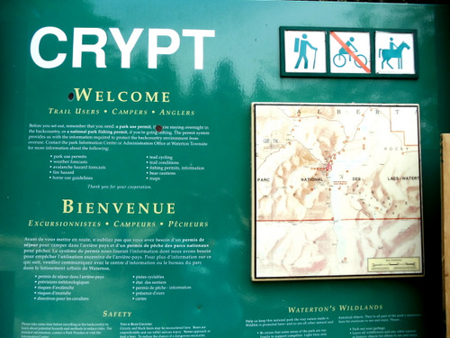 The Crypt Trailhead sign.