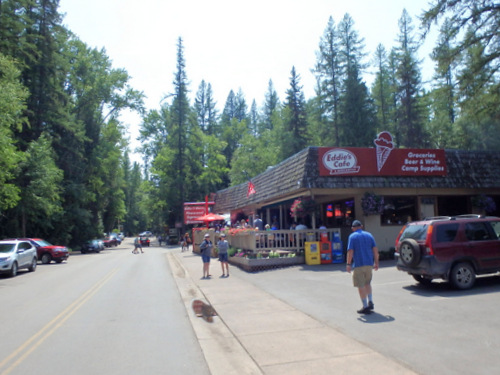 Riding out of the Apgar Campground area.