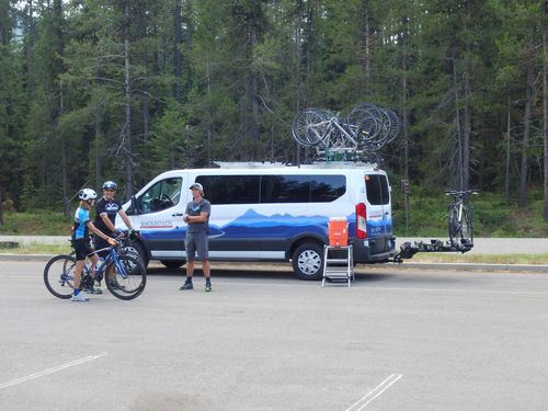 A Backroad's support van was positioned for any type of help.