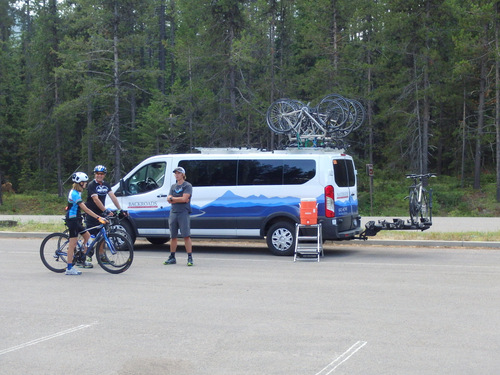 A Backroad's support van was positioned for any type of help.