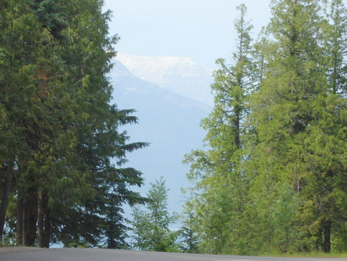 Motion photo with telephoto zoomed ahead, eastbound on Going to the Sun Road.