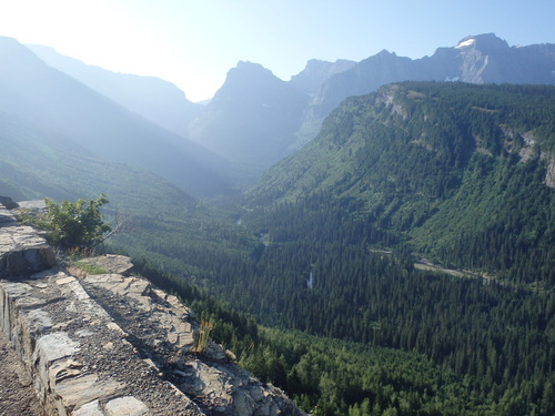 Climbing and looking east on the Going to the Sun Road.