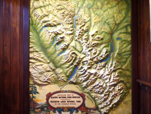 A beautiful topology map of the Waterton Lakes and area.