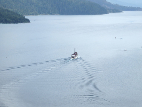 Terry was on this boat, heading to the trailhead for Crypt Lake.