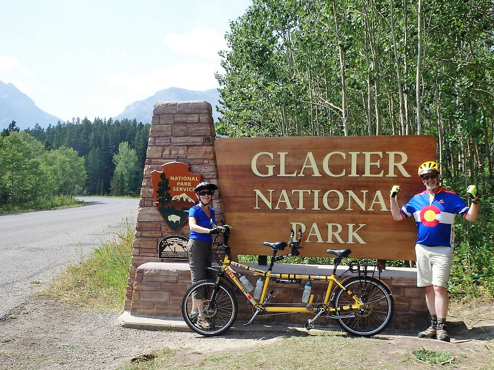 Dennis & Terry Struck, and the Bee at the entrance to Two Medicine, at the southeast corner of Glacier National Park, Montana (1 August 2018).