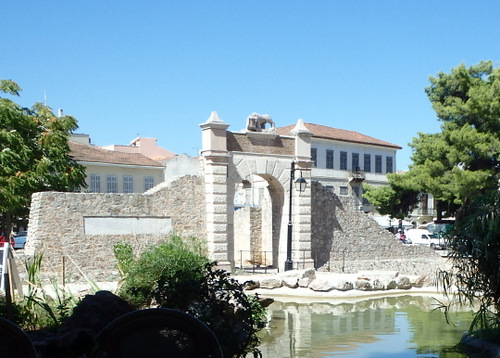 Our luncheon view (ancient Greek and Roman relics).