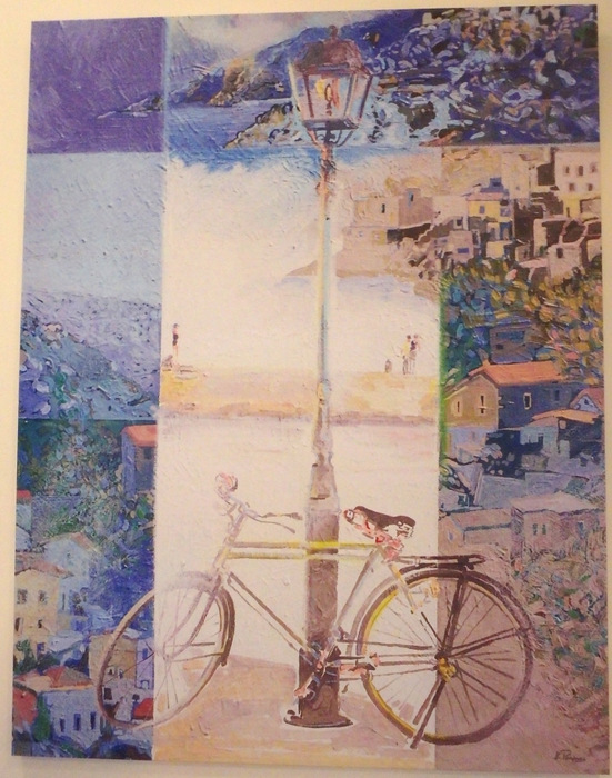 Painting on the dining room wall of the Alkyon Hotel.