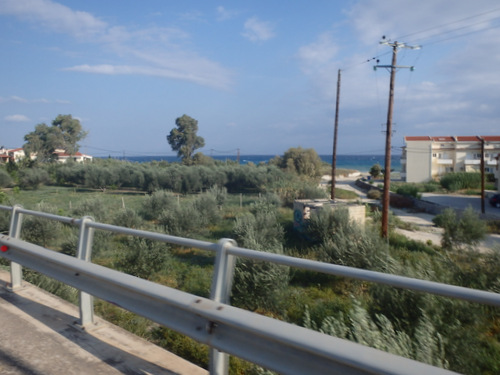 Cycling the Gulf of Corinth's coast.