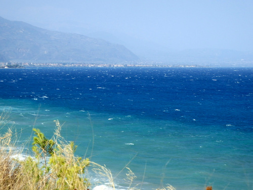 Cycling the Gulf of Corinth's coast.