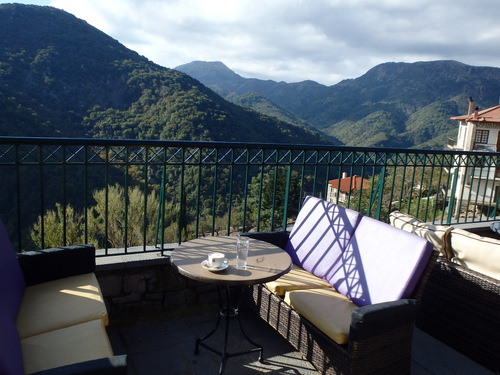 We arrived into the mountain village of Langádhia. This was the view from drinking coffee on the veranda.
