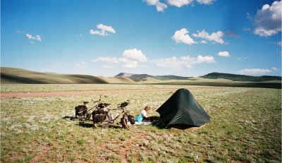 Our tent camp in the National Forest.