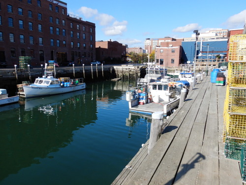 A view inland from a Portland wharf.