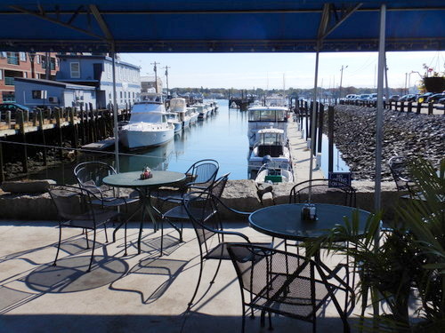  A view seaward across another Portland wharf.