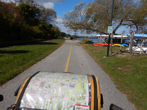 The Bee navigates Portland's beach pathway.